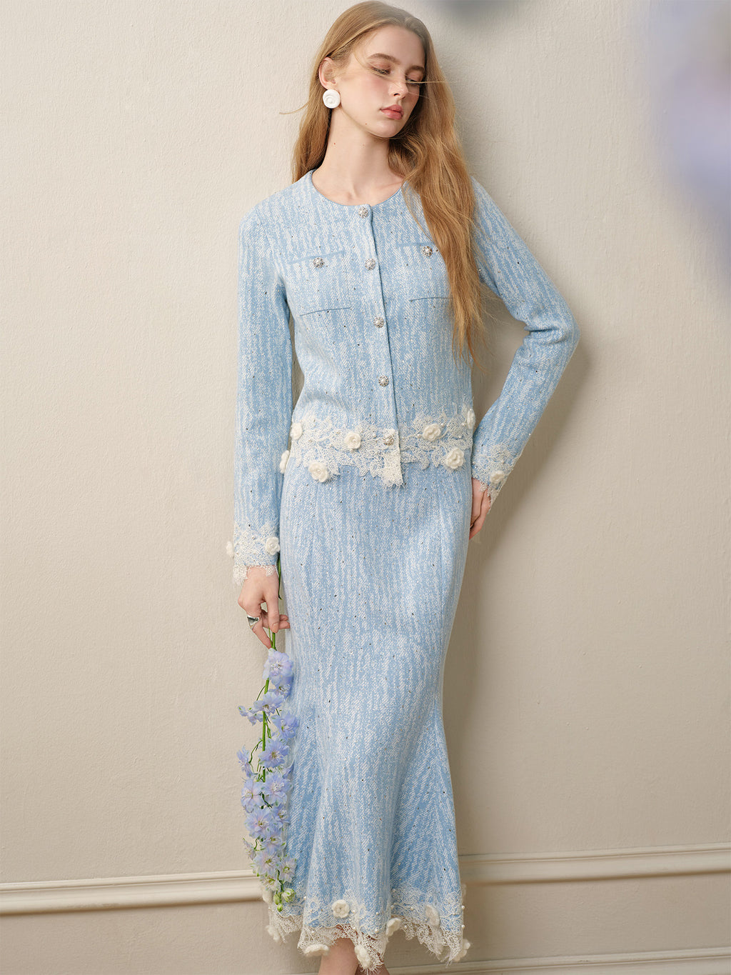 Blue Wave_Blue Knit Two-Piece Dress