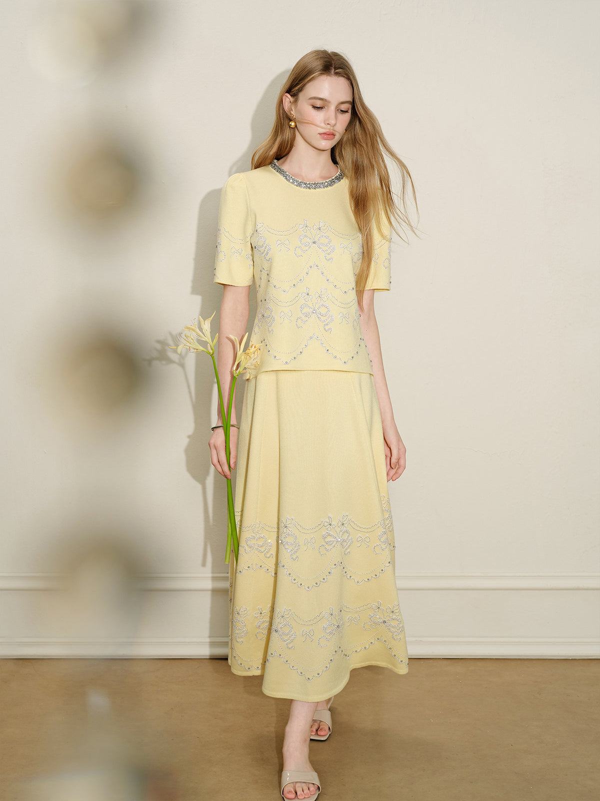Lemon Baroque_Light Yellow Knit Two-Piece Set