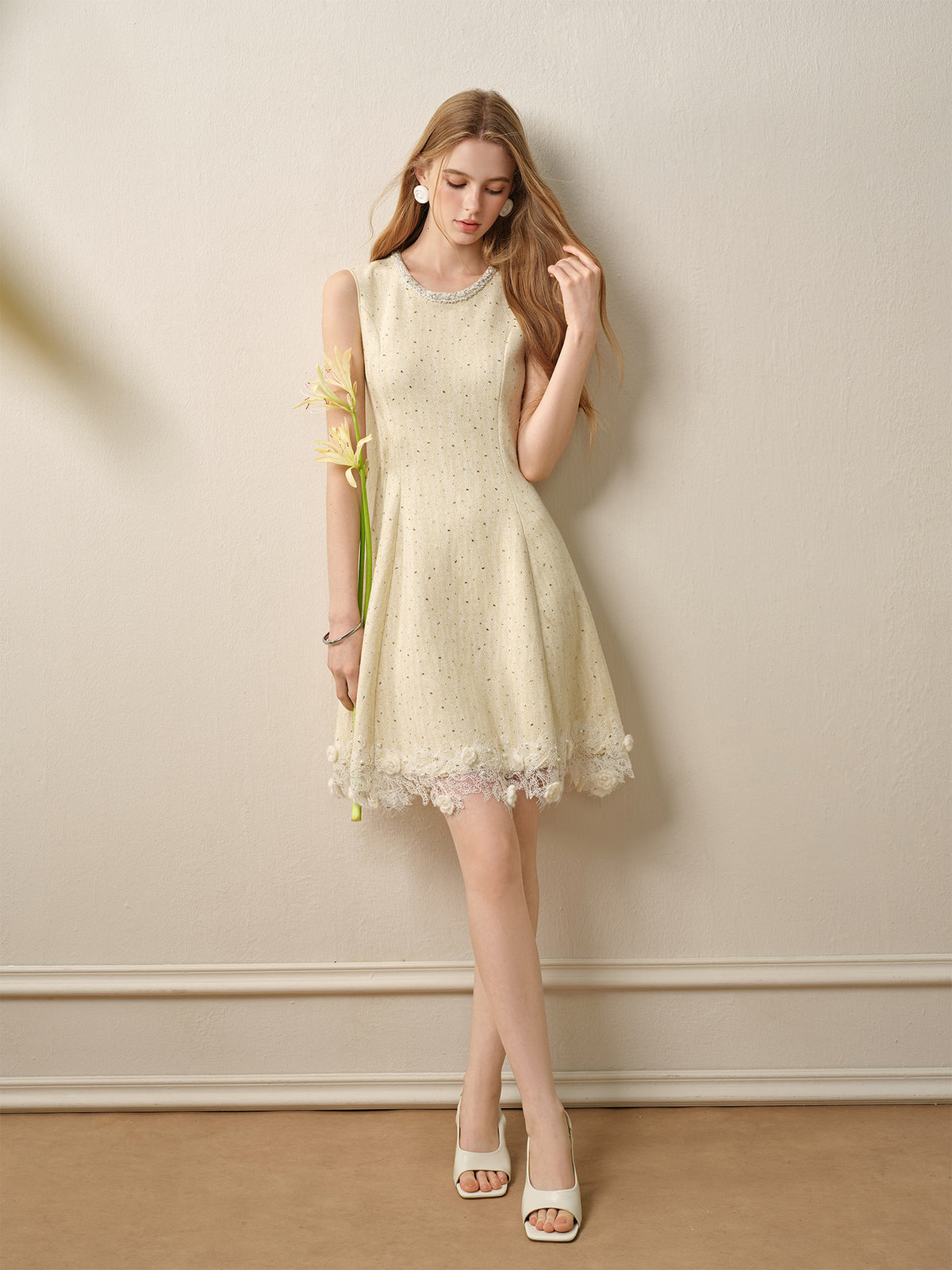 Light Yellow Knitted Mini Dress