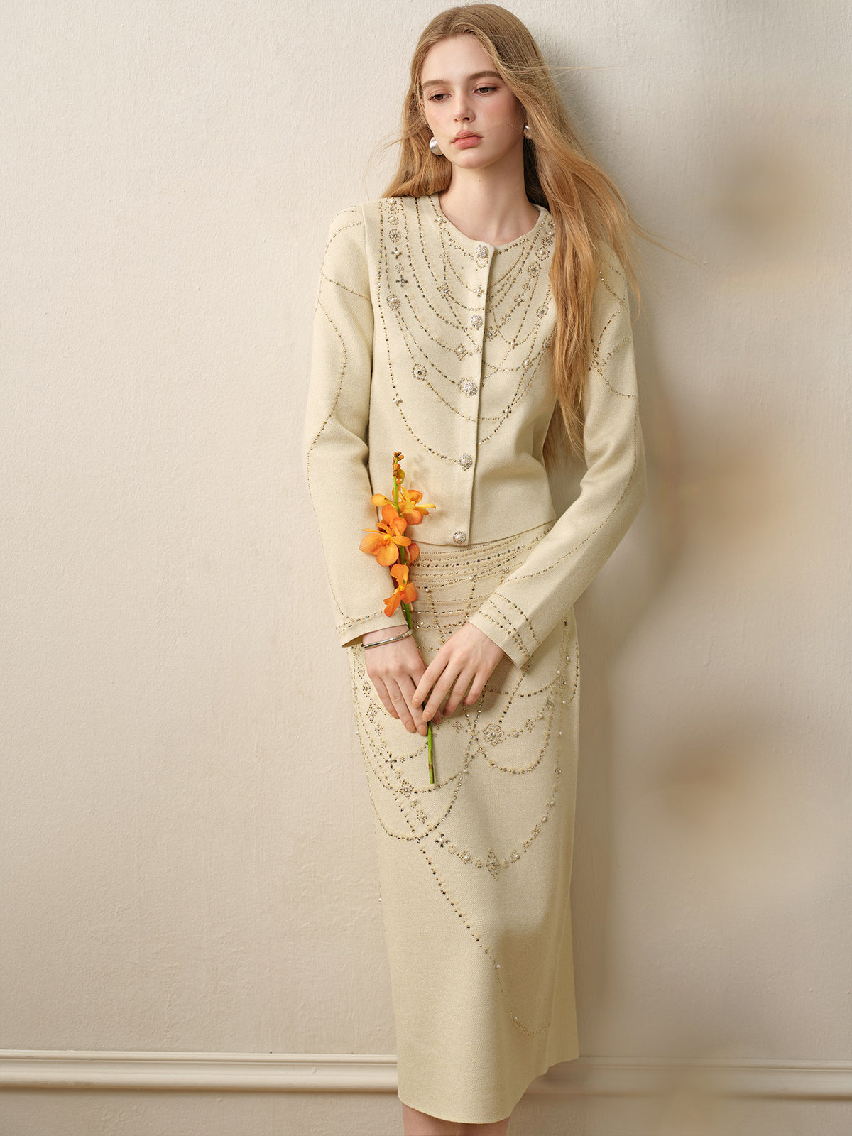 Soft Autumn Charm_Light Green Knit Two-Piece Set