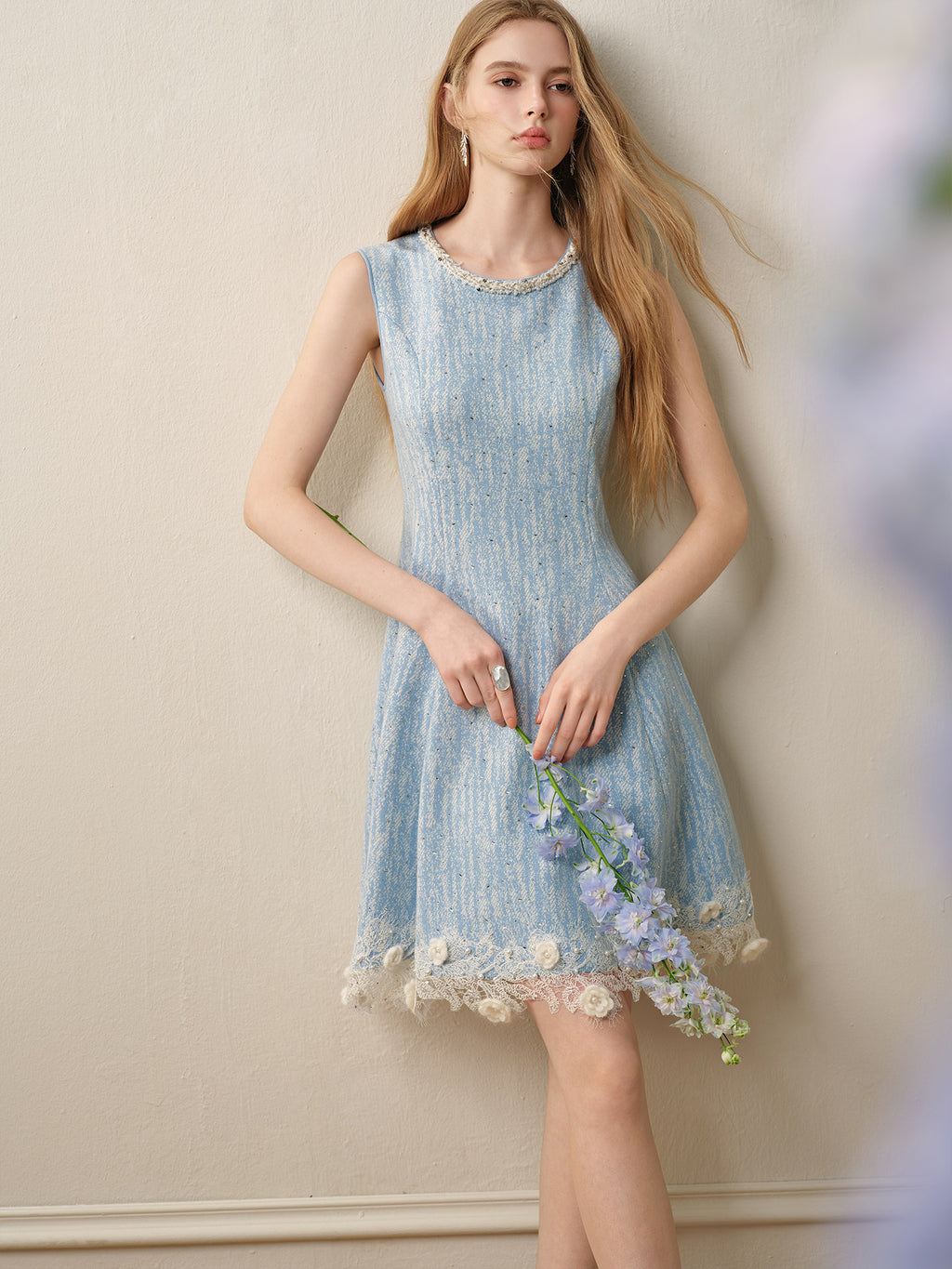 Azure Mist_Light Blue Knit Two-Piece Set