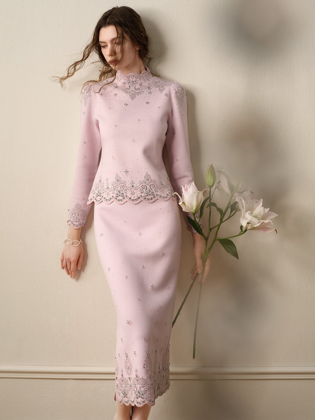 RoCoCo_Pink Knit Two-Piece Dress