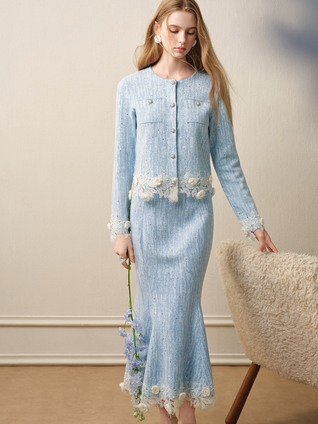 Blue Wave_Blue Knit Two-Piece Dress