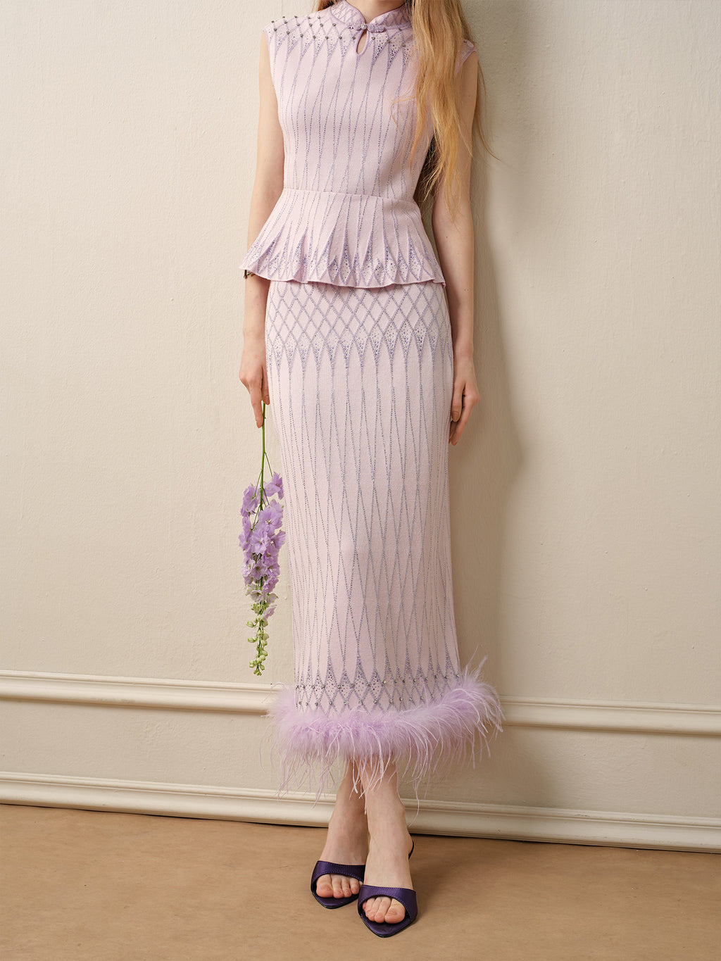 Purple Mist Galaxy_Light Purple Knit Two-Piece Set