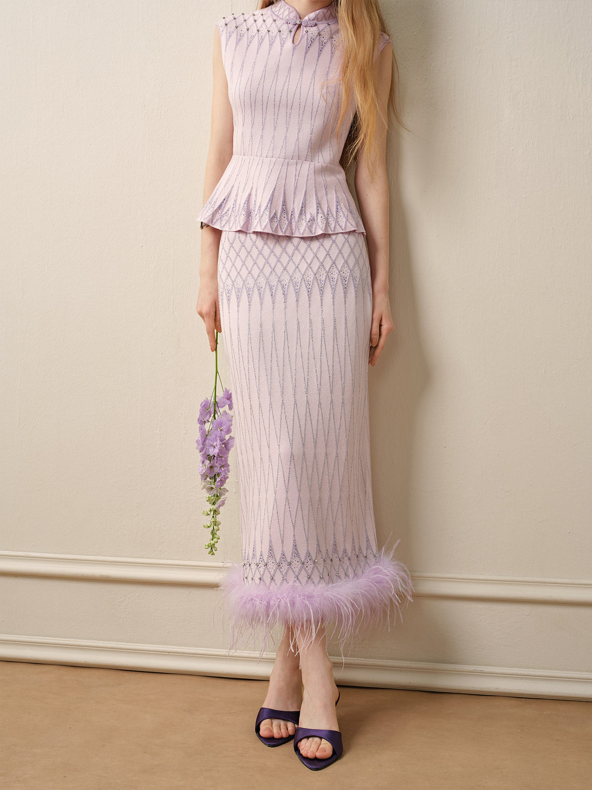 Purple Mist Galaxy_Light Purple Knit Two-Piece Set