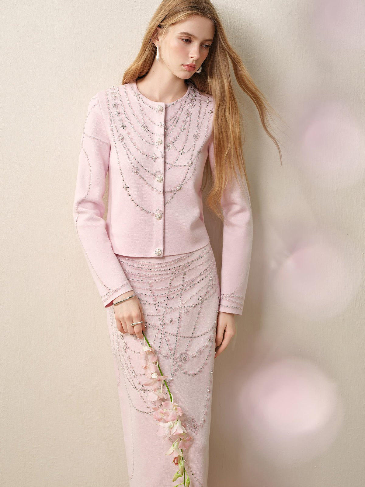 Autumn Tale_Light Pink Knit Two-Piece Set