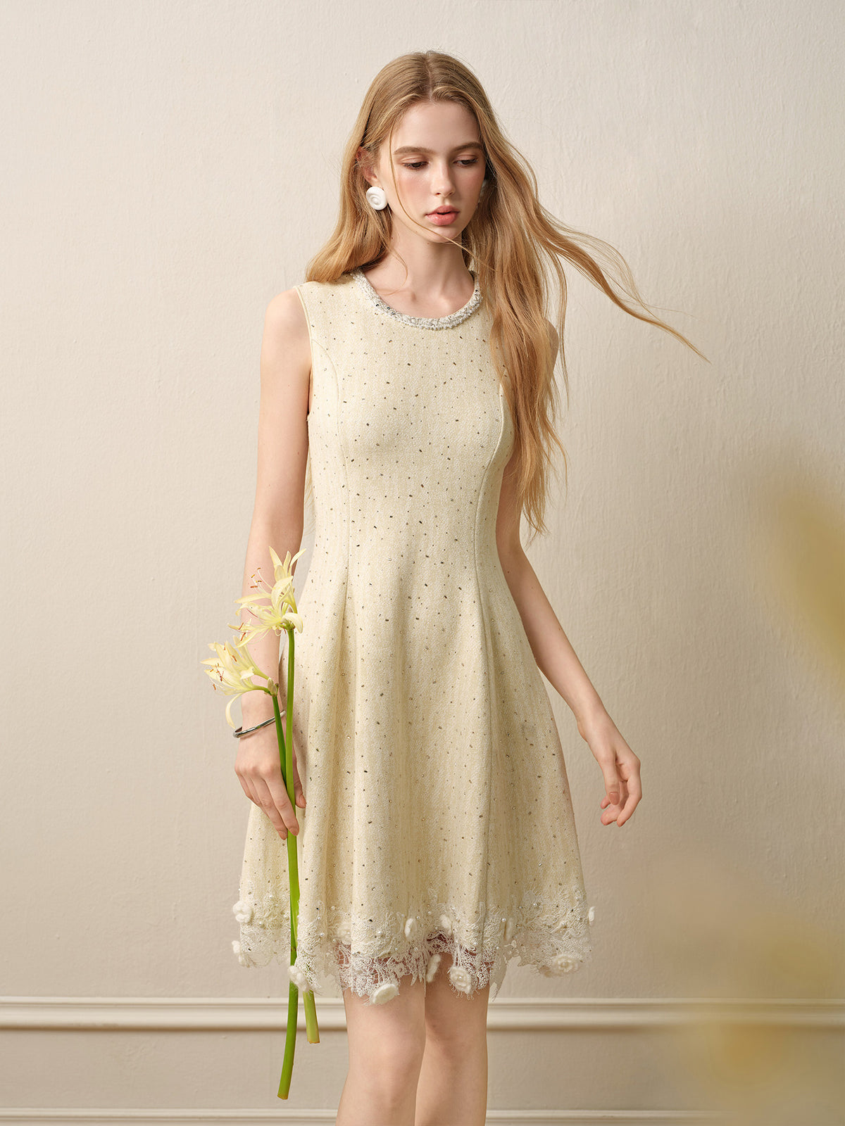Light Yellow Knitted Mini Dress