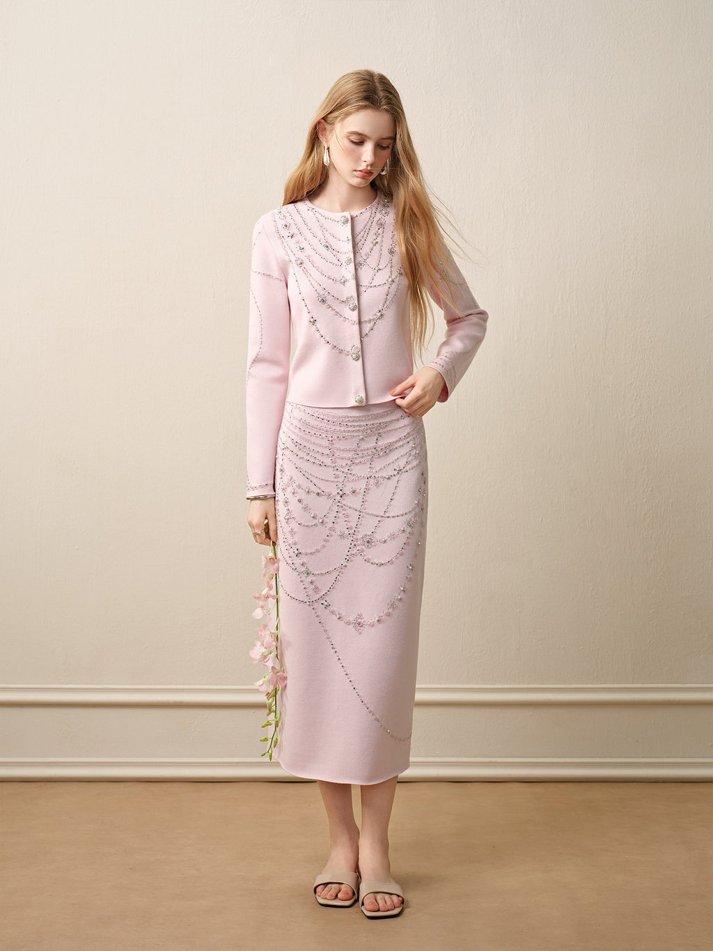 Autumn Tale_Light Pink Knit Two-Piece Set