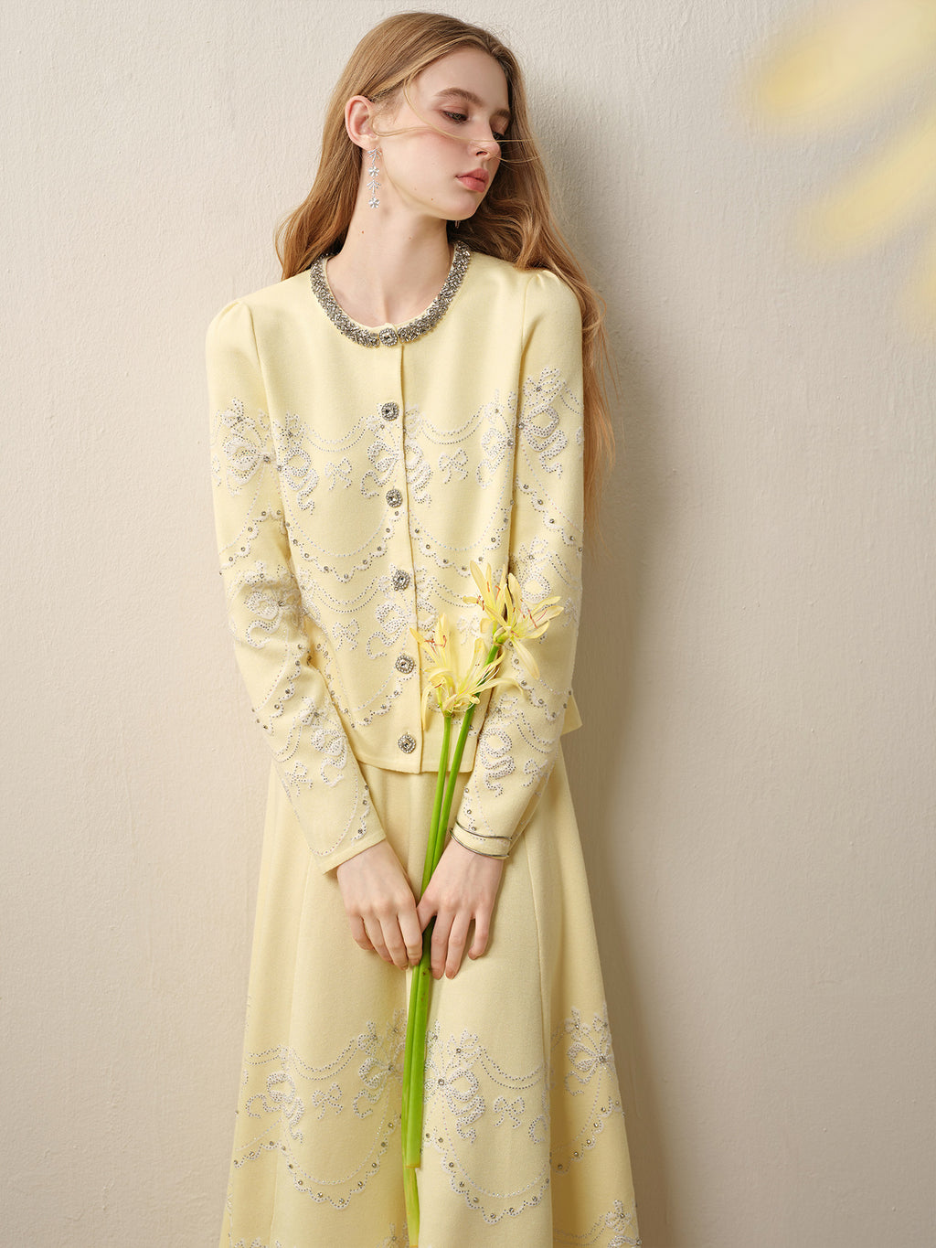 RoCoCo Memory_Pale Yellow Knit Long Dress