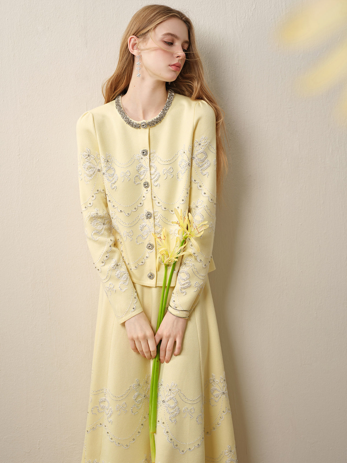 RoCoCo Memory_Pale Yellow Knit Long Dress