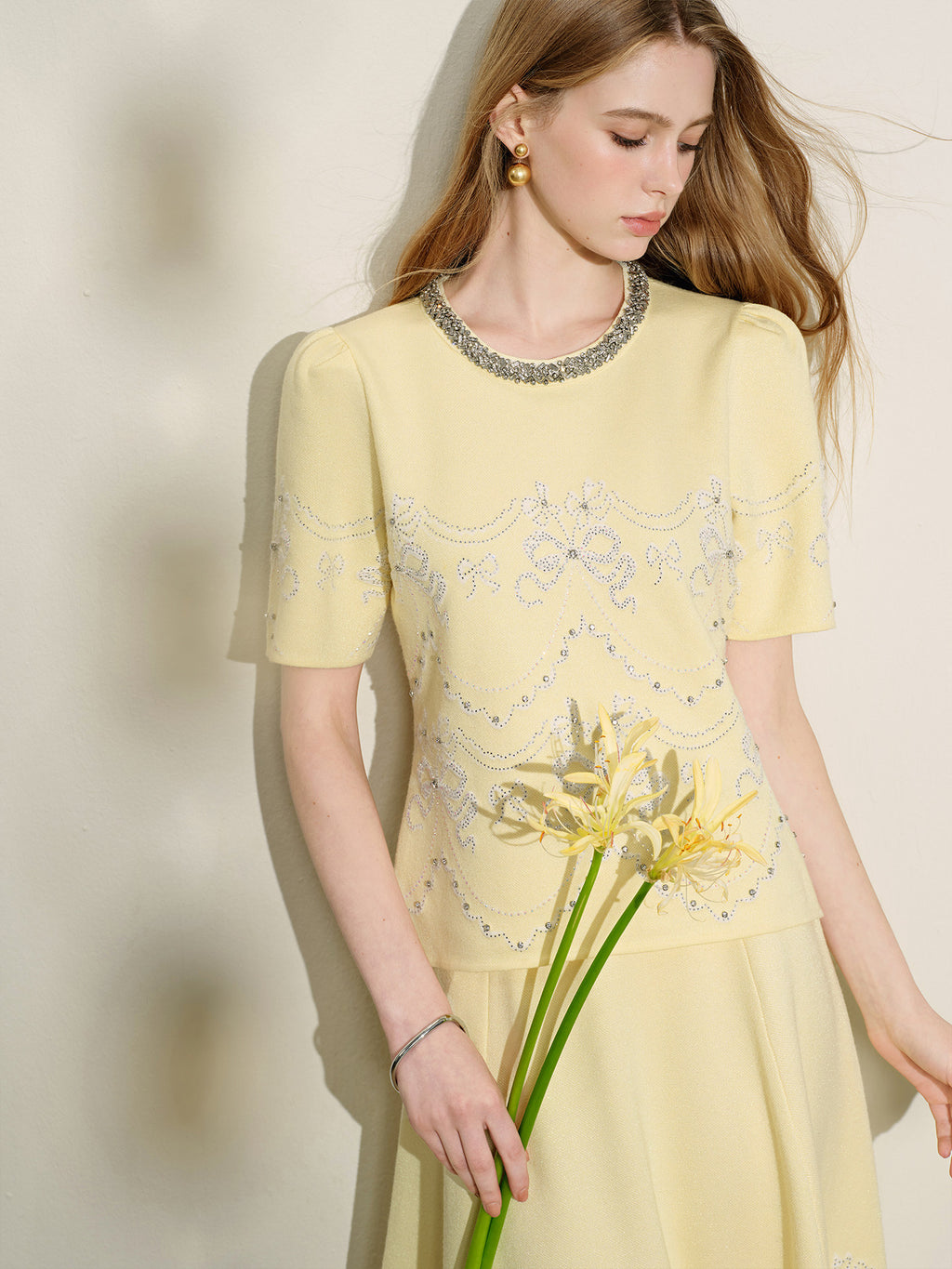 Lemon Baroque_Light Yellow Knit Two-Piece Set