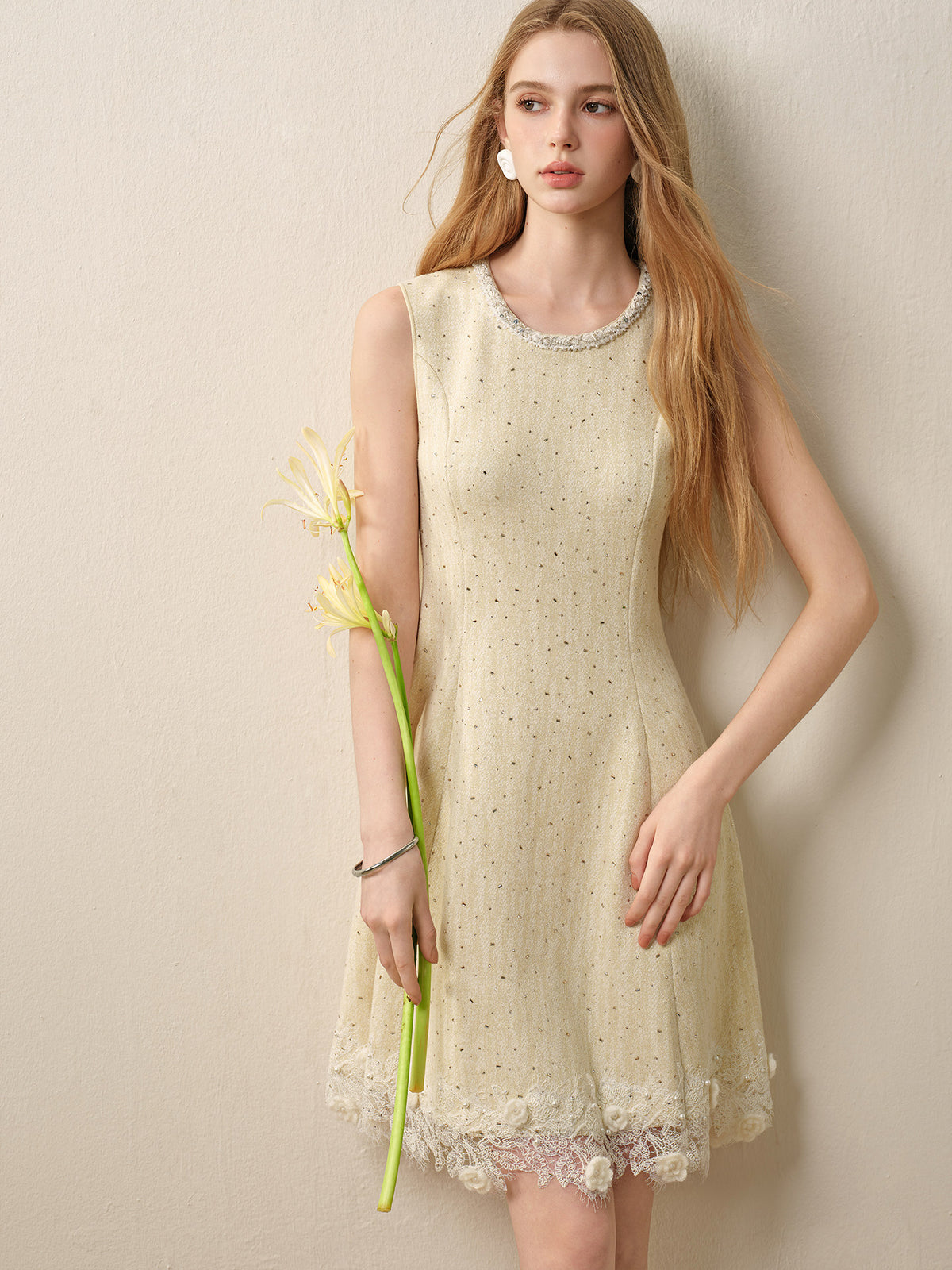 Light Yellow Knitted Mini Dress