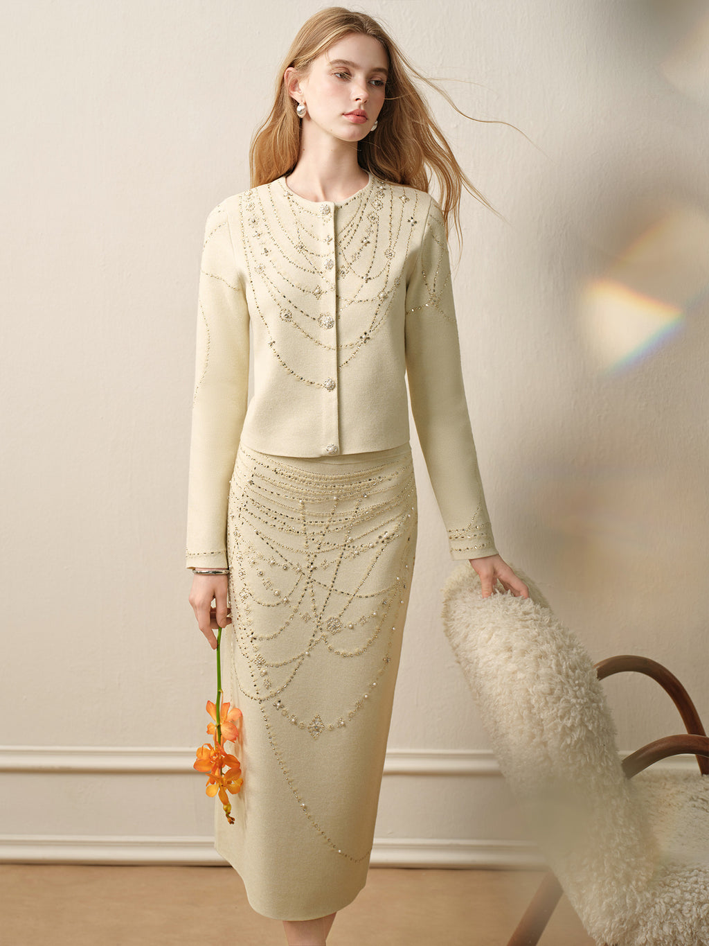 Soft Autumn Charm_Light Green Knit Two-Piece Set