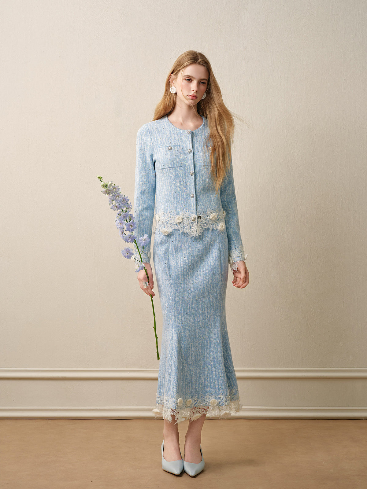 Blue Wave_Blue Knit Two-Piece Dress