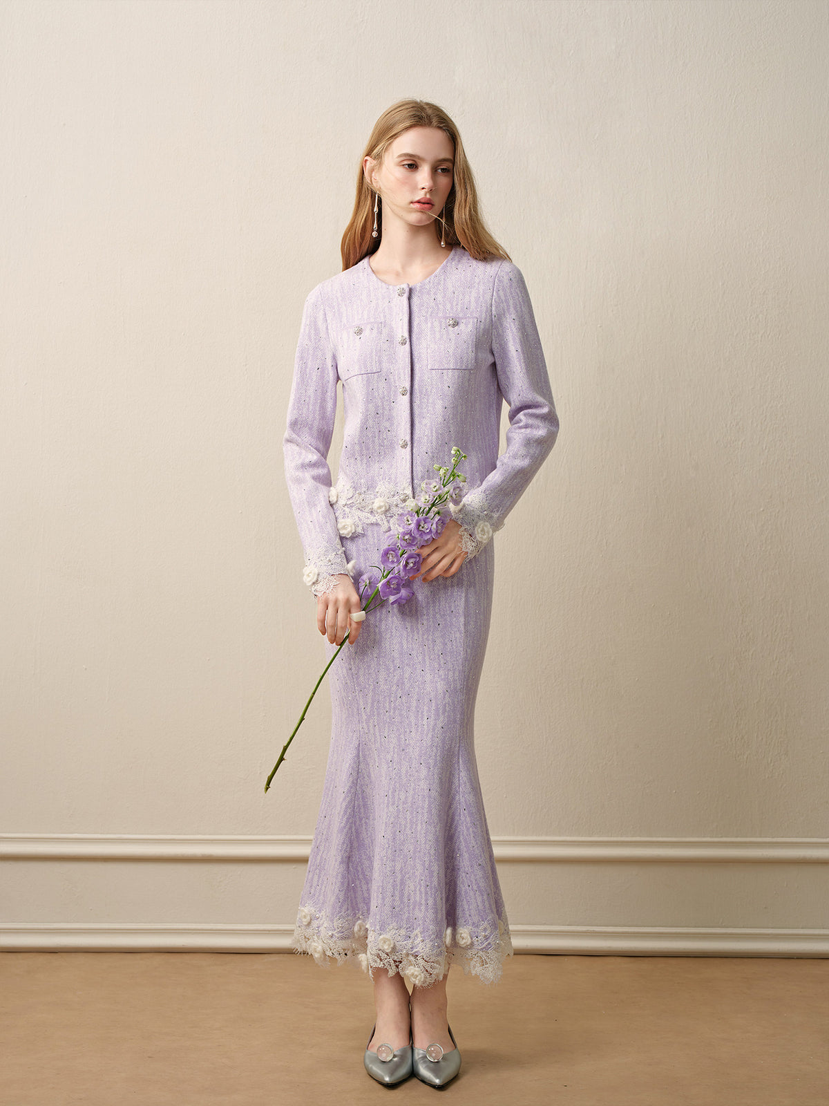 Lavender_purple Knit Two-Piece Dress