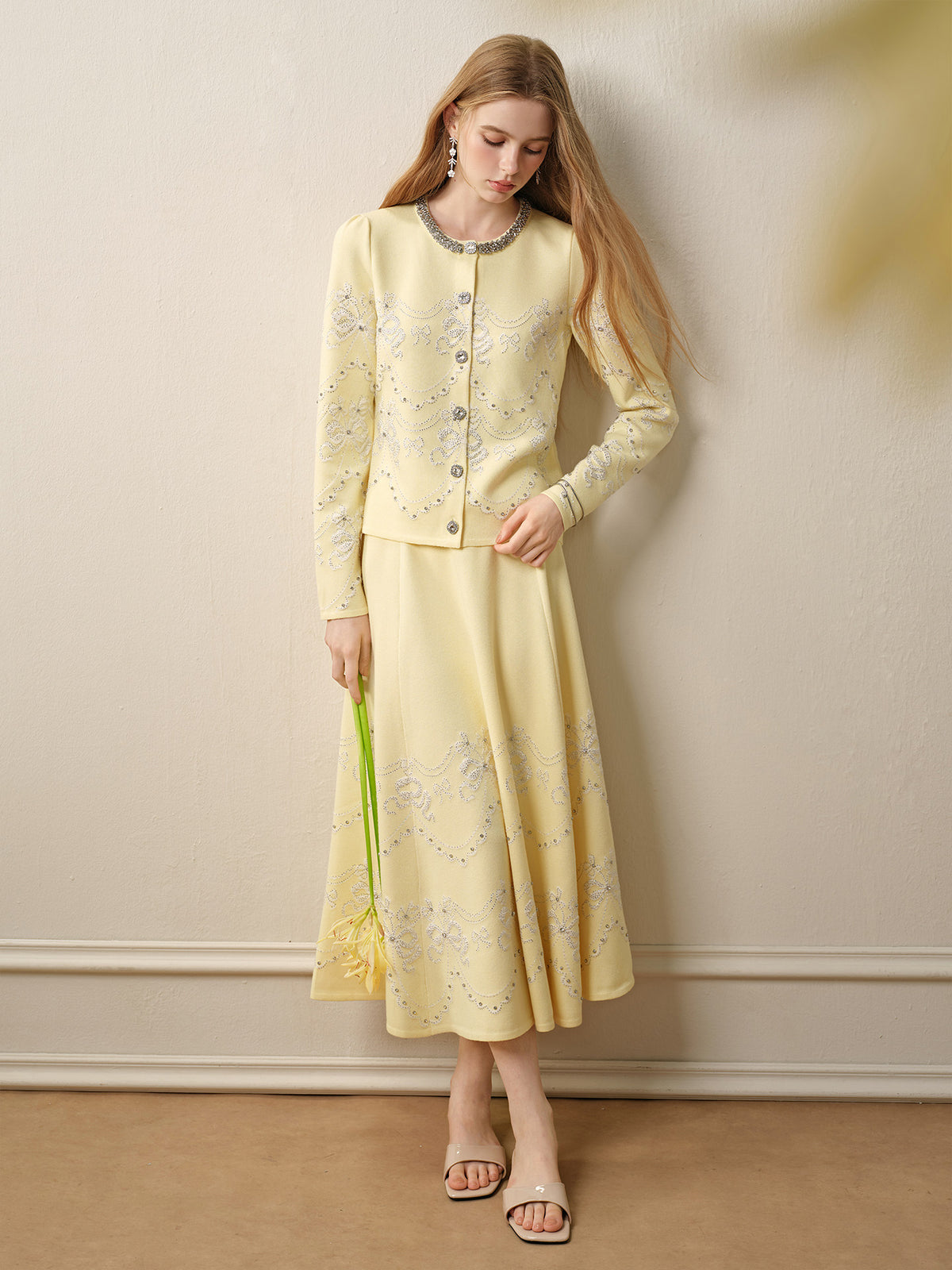 RoCoCo Memory_Pale Yellow Knit Long Dress