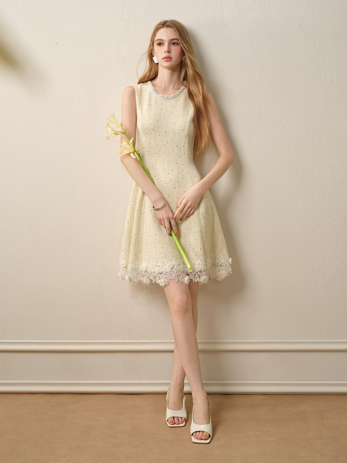 Light Yellow Knitted Mini Dress