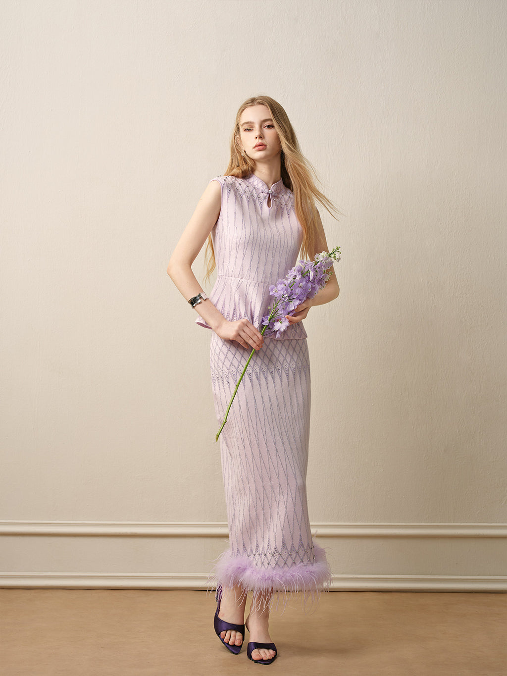 Purple Mist Galaxy_Light Purple Knit Two-Piece Set