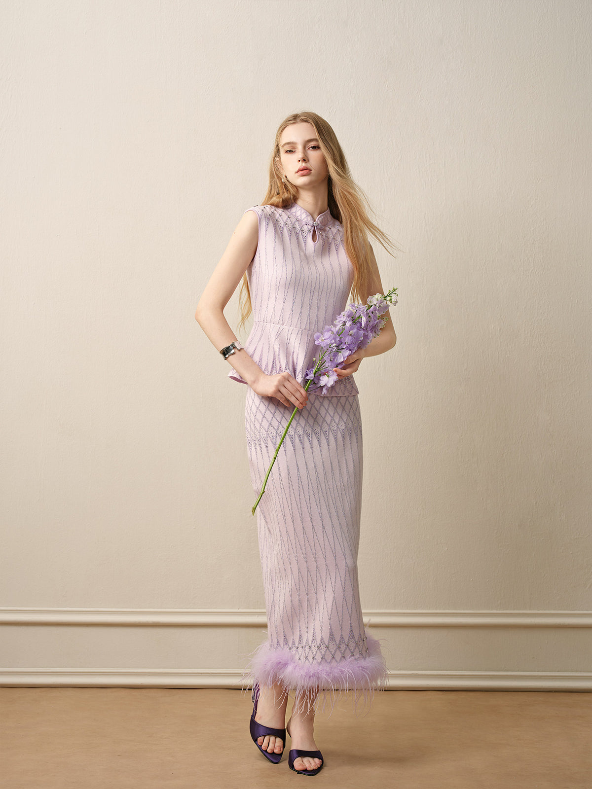 Purple Mist Galaxy_Light Purple Knit Two-Piece Set