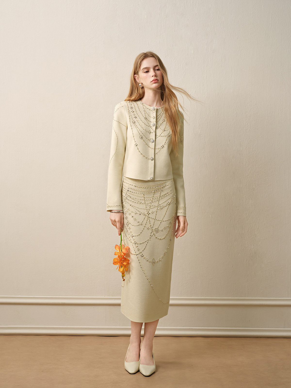 Soft Autumn Charm_Light Green Knit Two-Piece Set
