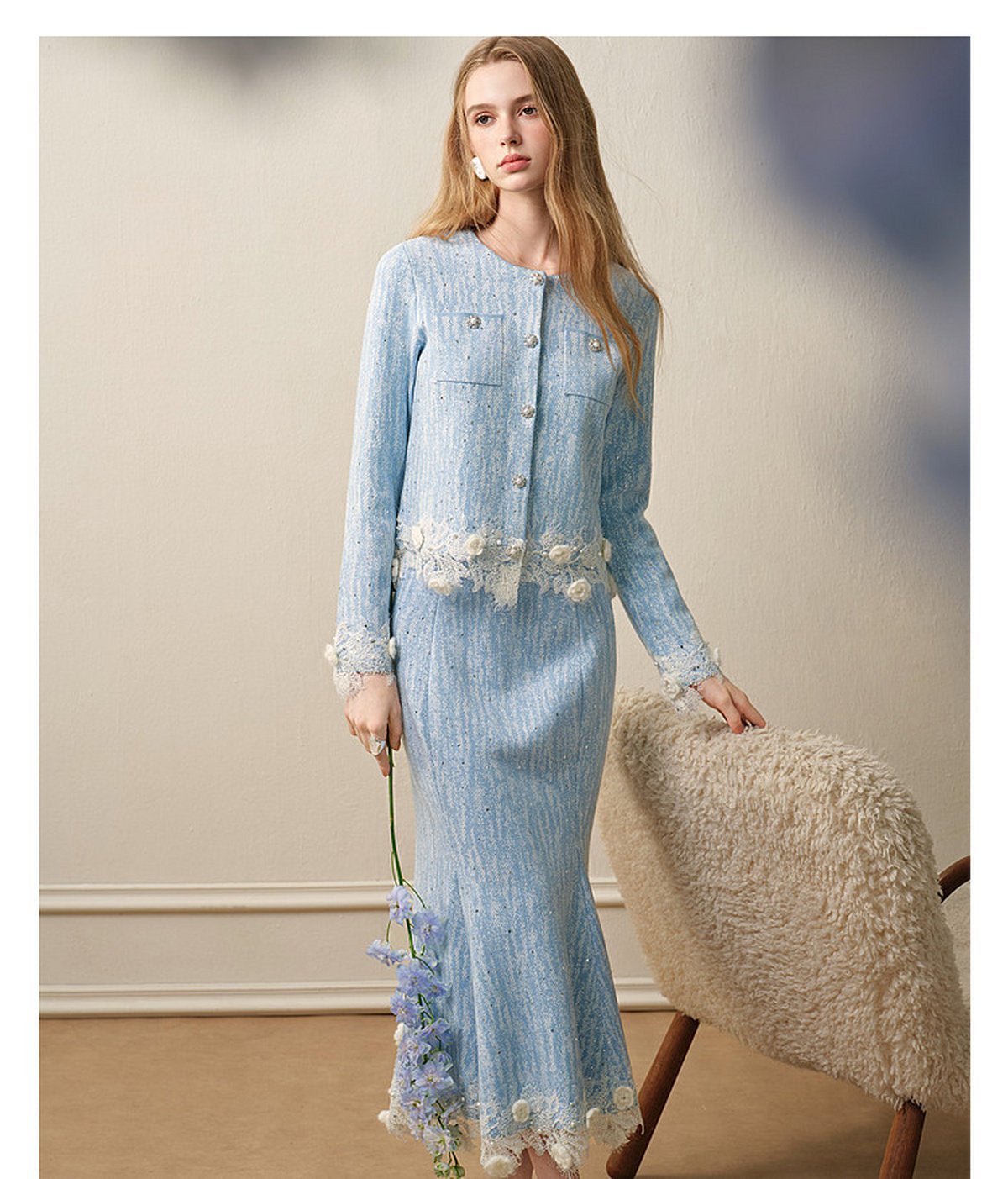 Blue Wave_Blue Knit Two-Piece Dress
