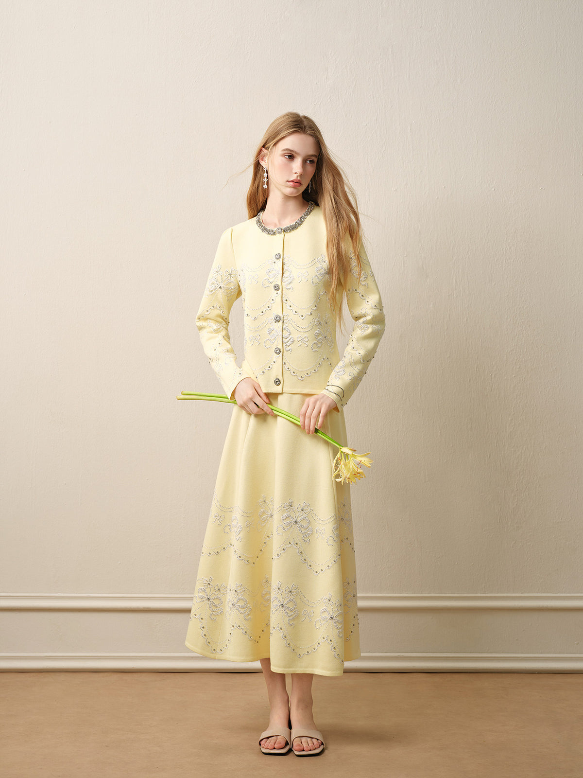 RoCoCo Memory_Pale Yellow Knit Long Dress