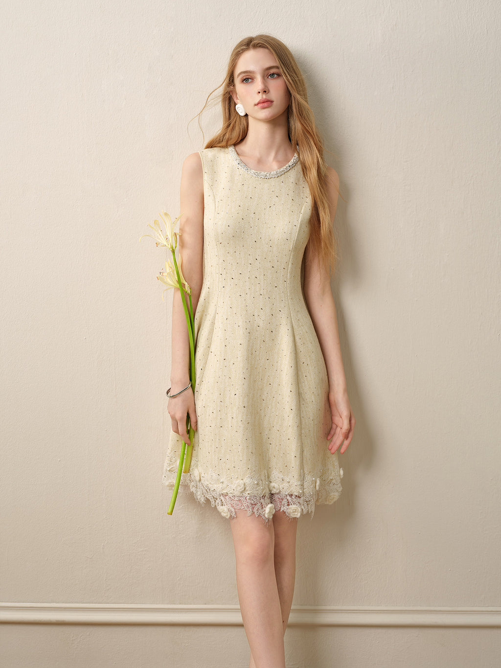 Light Yellow Knitted Mini Dress