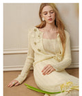 Pale Yellow Long Dress Three-Piece Set
