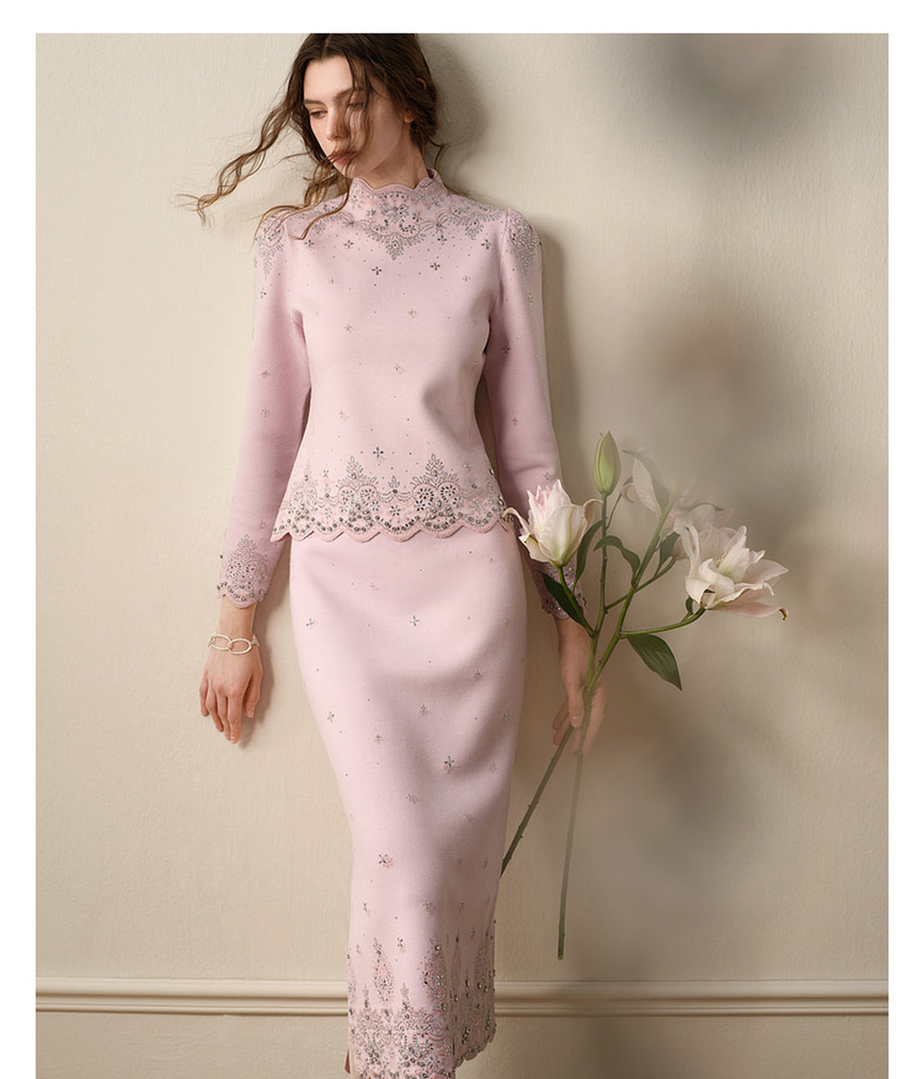 RoCoCo_Pink Knit Two-Piece Dress