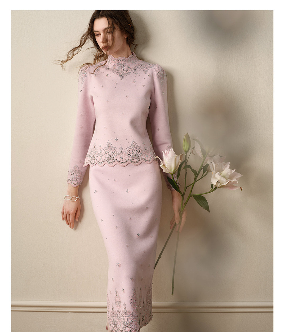 RoCoCo_Pink Knit Two-Piece Dress