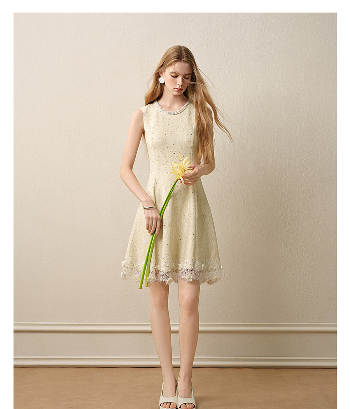 Light Yellow Knitted Mini Dress