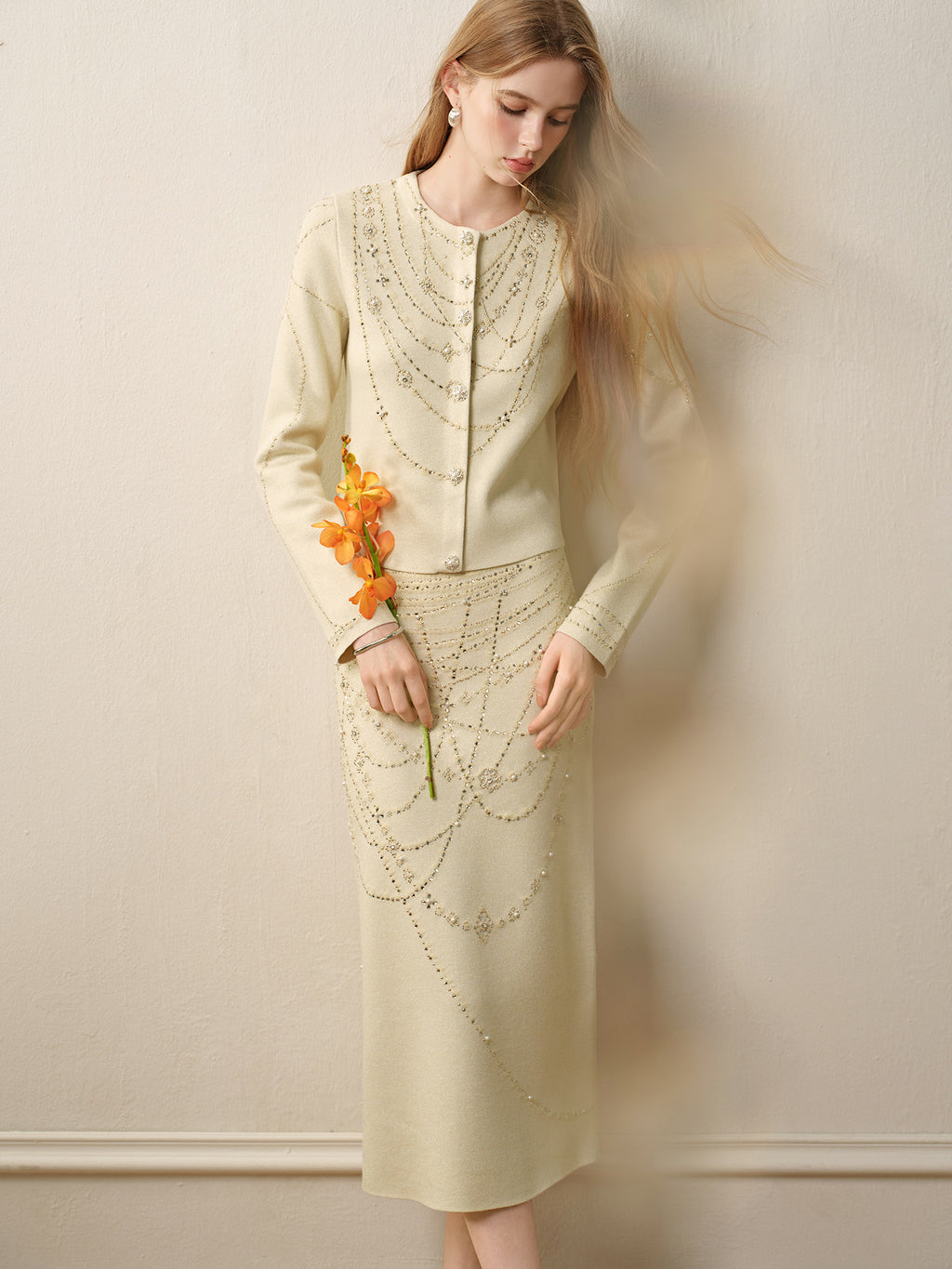 Soft Autumn Charm_Light Green Knit Two-Piece Set