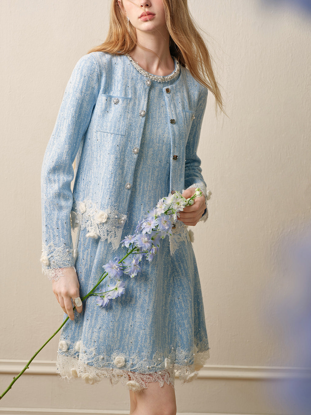 Azure Mist_Light Blue Knit Two-Piece Set