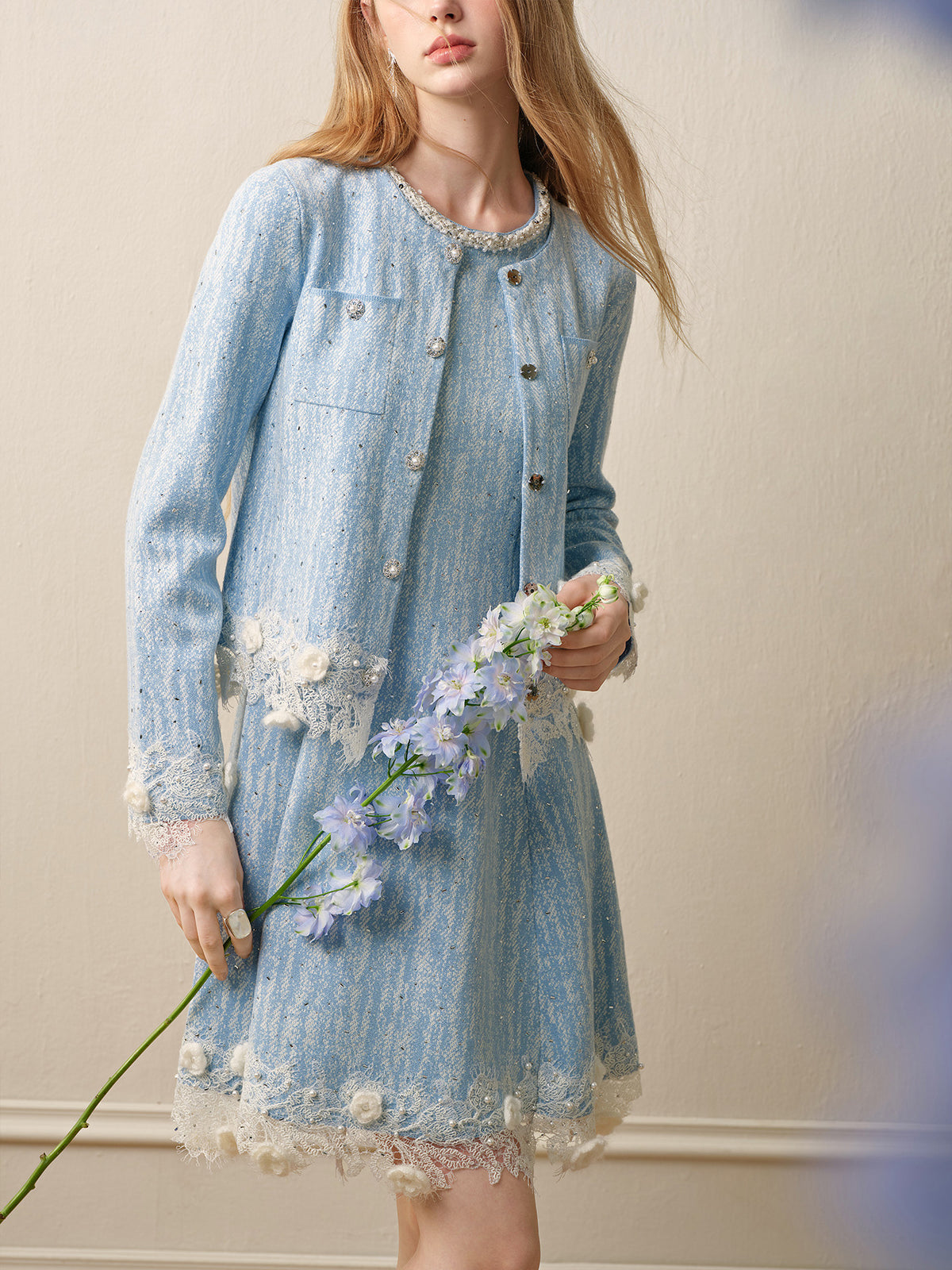 Azure Mist_Light Blue Knit Two-Piece Set