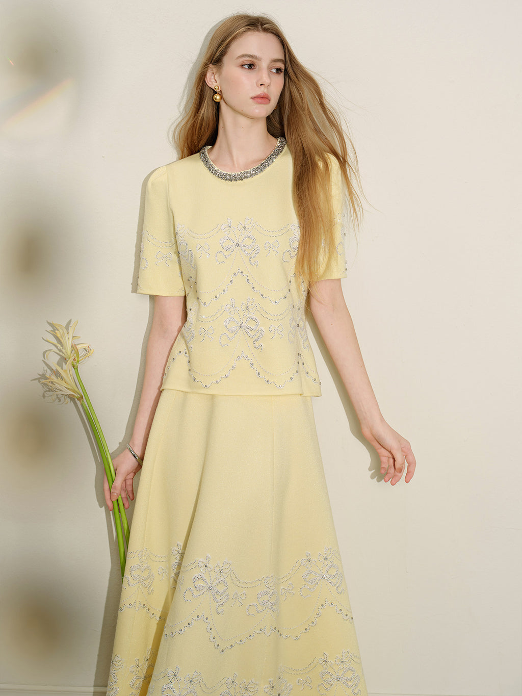Lemon Baroque_Light Yellow Knit Two-Piece Set