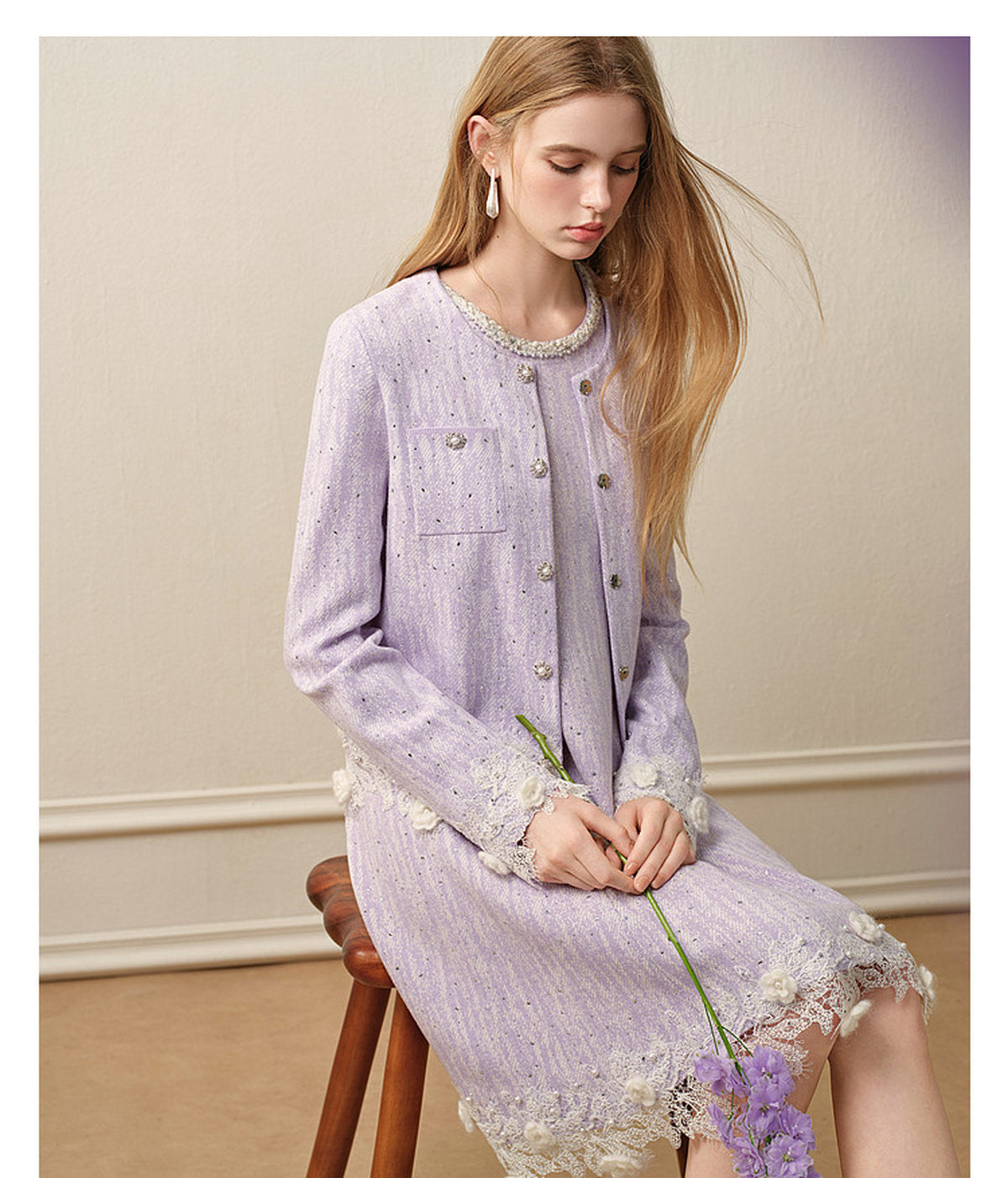 Misty Purple Haze_Light Purple Knit Two-Piece Set