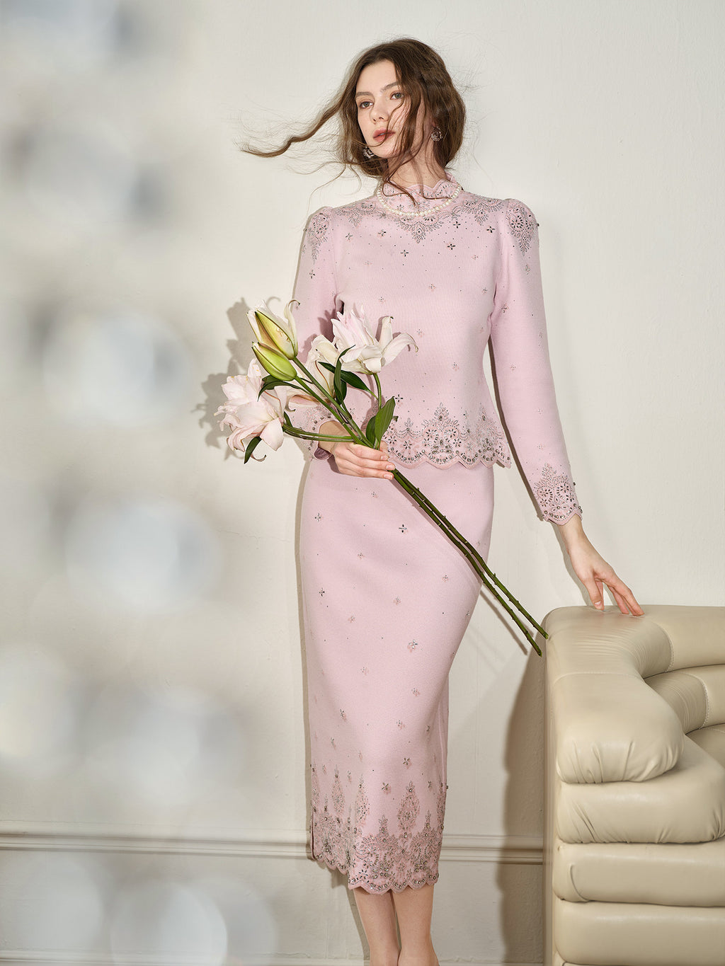 RoCoCo_Pink Knit Two-Piece Dress