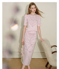 Maiden's Whisper_Light Pink Knit Two-Piece Set