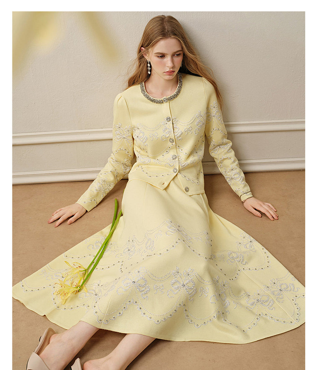 RoCoCo Memory_Pale Yellow Knit Long Dress