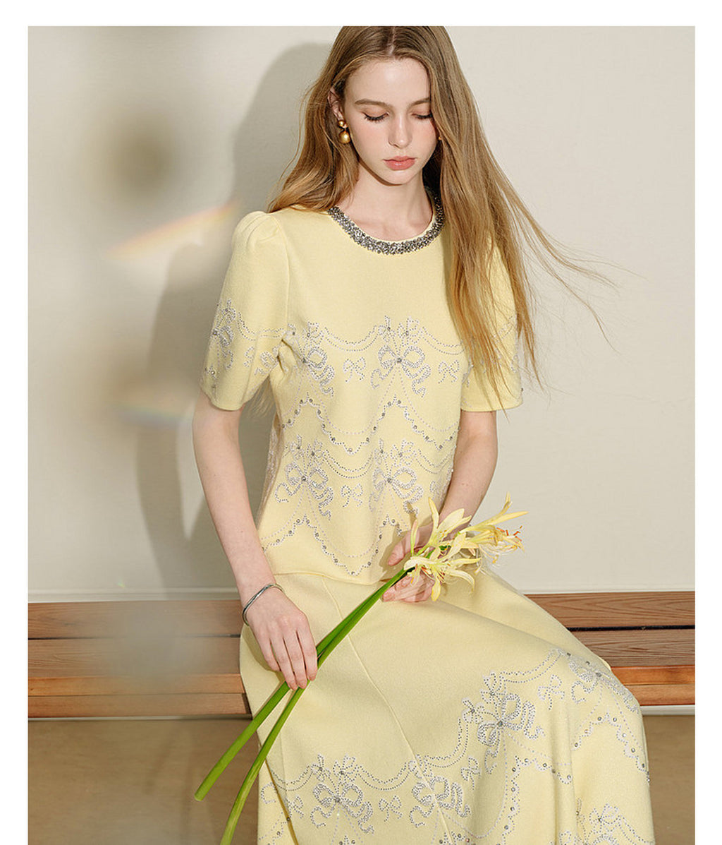 Lemon Baroque_Light Yellow Knit Two-Piece Set