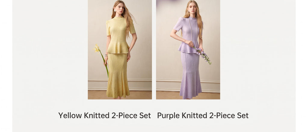 Tide Glow Gala_Light Purple Knit Two-Piece Set