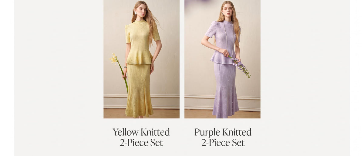 Dusk Firefly_Light Yellow Knit Two-Piece Set