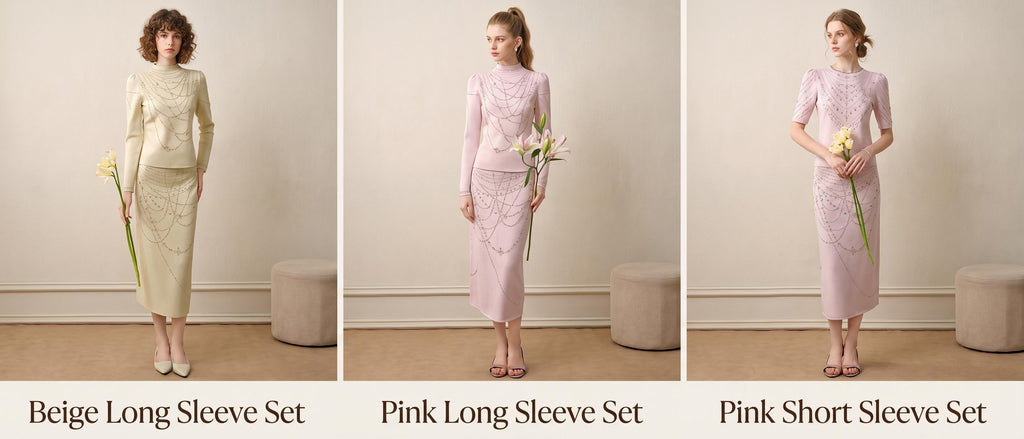 Maiden's Whisper_Light Pink Knit Two-Piece Set