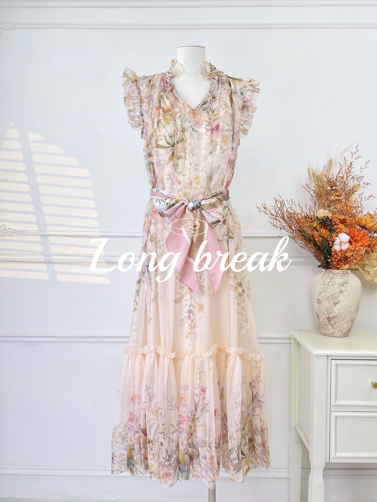 Sleeveless Maxi Dress in Crinkled Silk