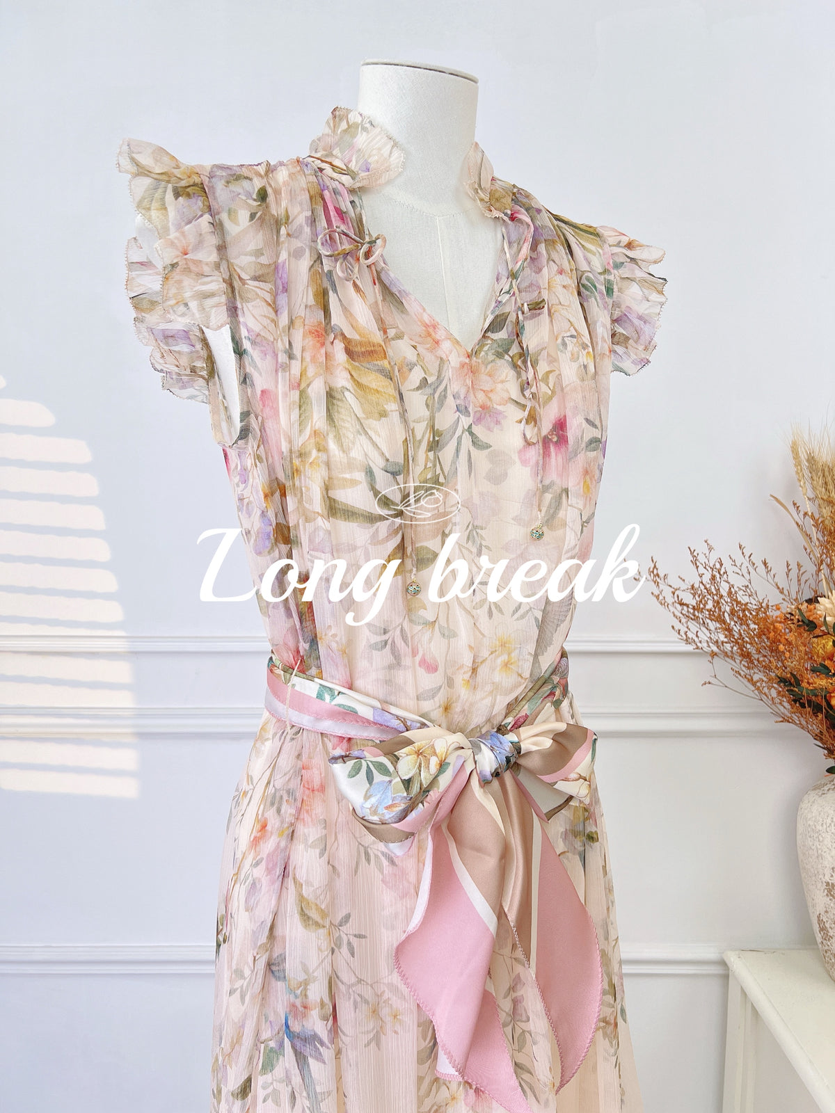 Sleeveless Maxi Dress in Crinkled Silk