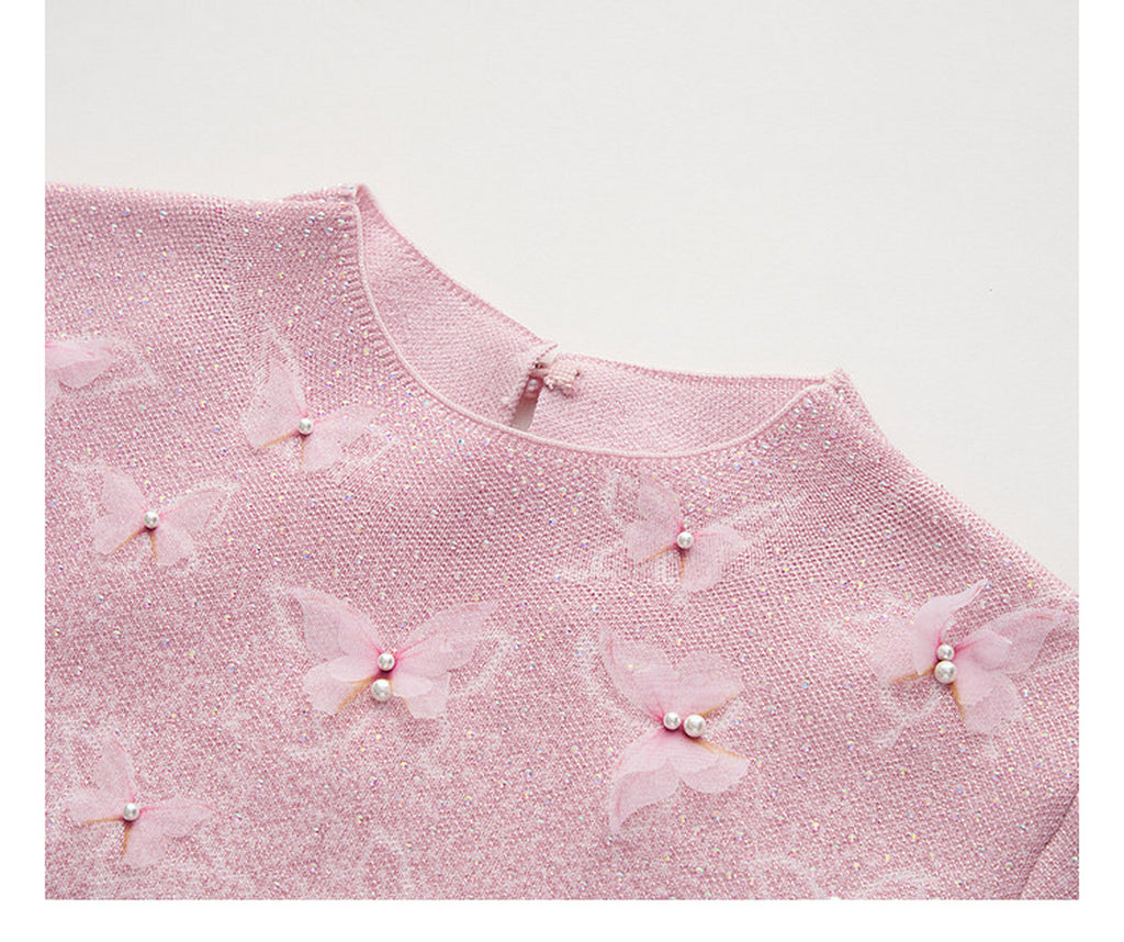 Dancing Butterfly_Light Pink Knit Two-Piece Set