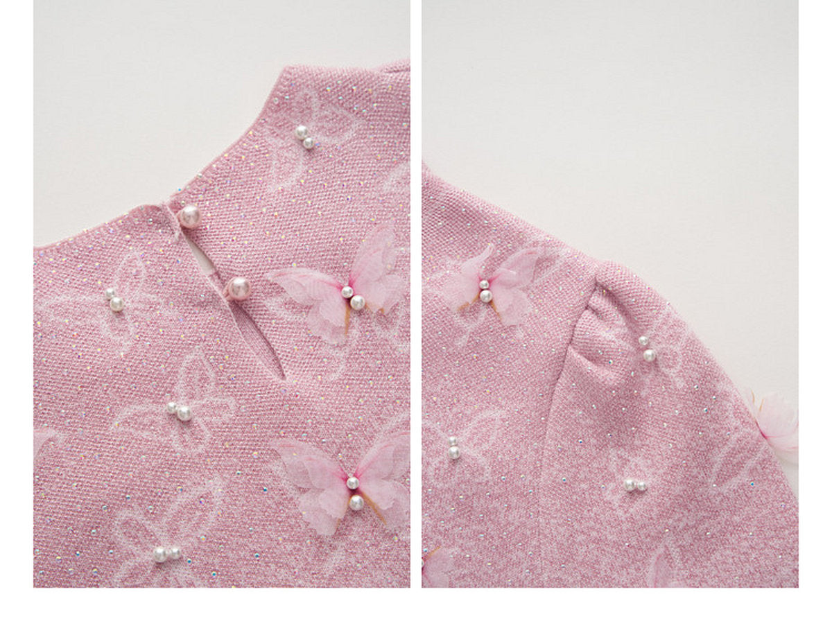 Dancing Butterfly_Light Pink Knit Two-Piece Set