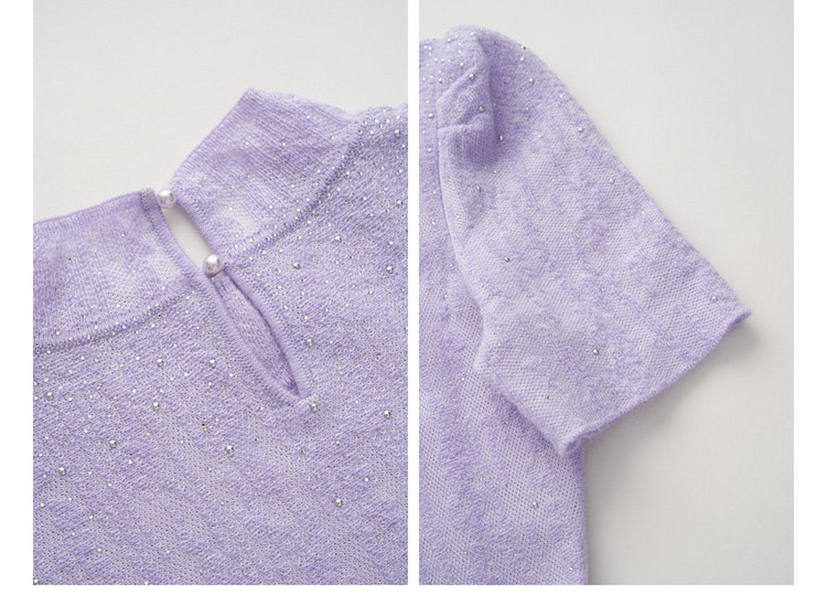 Tide Glow Gala_Light Purple Knit Two-Piece Set