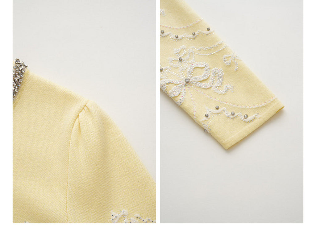 RoCoCo Memory_Pale Yellow Knit Long Dress