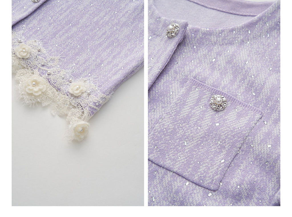 Lavender_purple Knit Two-Piece Dress
